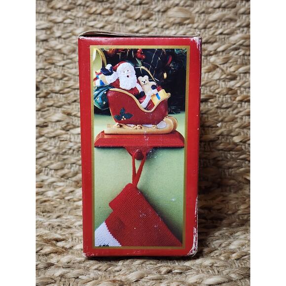 Vtg. Windsor Collection Christmas Stocking Holder Hanger Cast Iron Santa Sleigh - Picture 8 of 11
